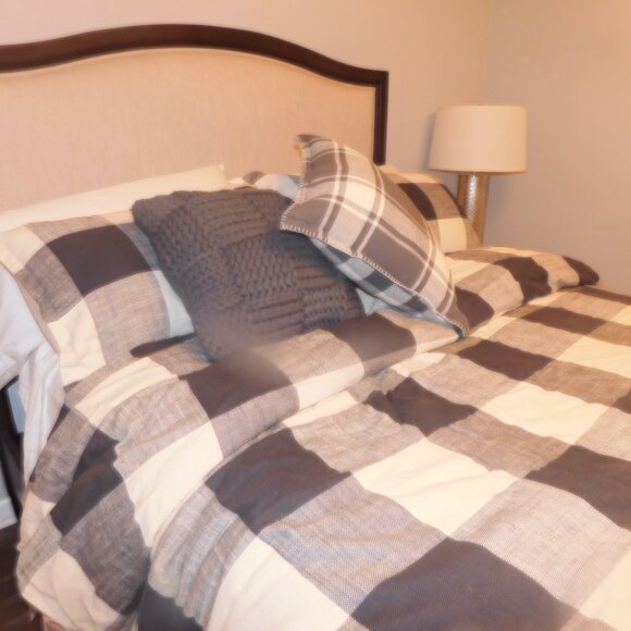 Pottery Barn Bryce Buffalo Check Cotton Duvet Cover KING w/ 2 KING SHAMS - Picture 3 of 5